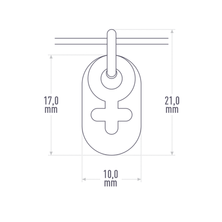 Dimensions du pendentif SEX SYMBOL GIRL sur cordon de la collection de bijoux pour enfants MIKADO.