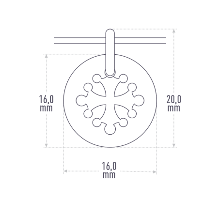 Dimensions de la médaille de baptême CROTZ sur cordon de la collection de bijoux pour enfants MIKADO.