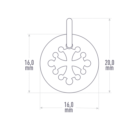 Dimensions de la médaille de baptême CROTZ de la collection de bijoux pour enfants MIKADO.