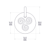 Dimensions de la médaille de baptême TRISKEL de la collection de bijoux pour enfants MIKADO.