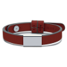 Bracelet HIP-HOP argent sur cuir simple cerise de la collection de bijoux pour enfants MIKADO.