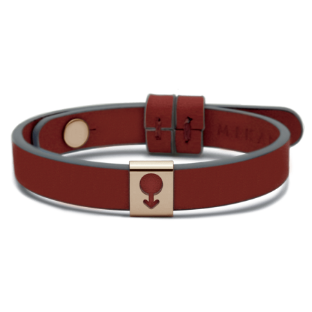 Bracelet LOVELY BOY sur cuir simple cerise de la collection de bijoux pour enfants MIKADO.