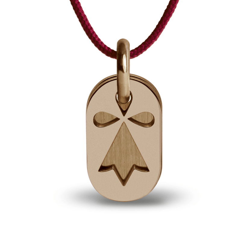 Médaille de baptême ERMINI or rose sur cordon de la collection de bijoux pour enfants MIKADO.