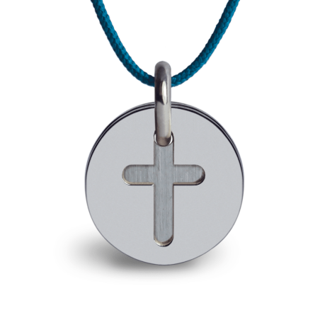 Médaille de baptême CATHO argent en argent sur cordon de la collection de bijoux pour enfants MIKADO.