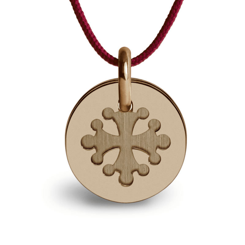 Médaille de baptême CROTZ or rose sur cordon de la collection de bijoux pour enfants MIKADO.