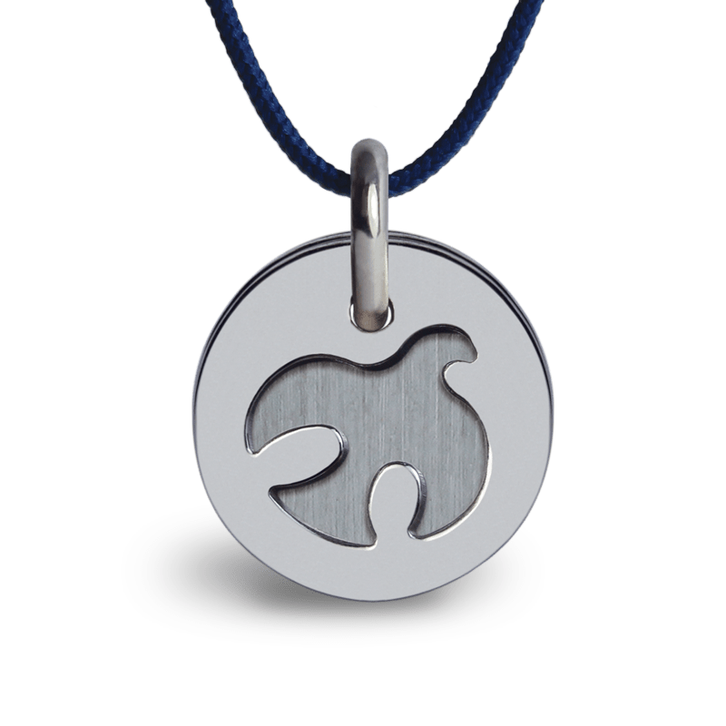 Médaille de baptême PALOMA or blanc sur cordon de la collection de bijoux pour enfants MIKADO.