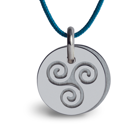 Médaille de baptême TRISKEL argent sur cordon de la collection de bijoux pour enfants MIKADO.