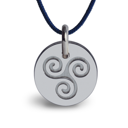 Médaille de baptême TRISKEL or blanc sur cordon de la collection de bijoux pour enfants MIKADO.