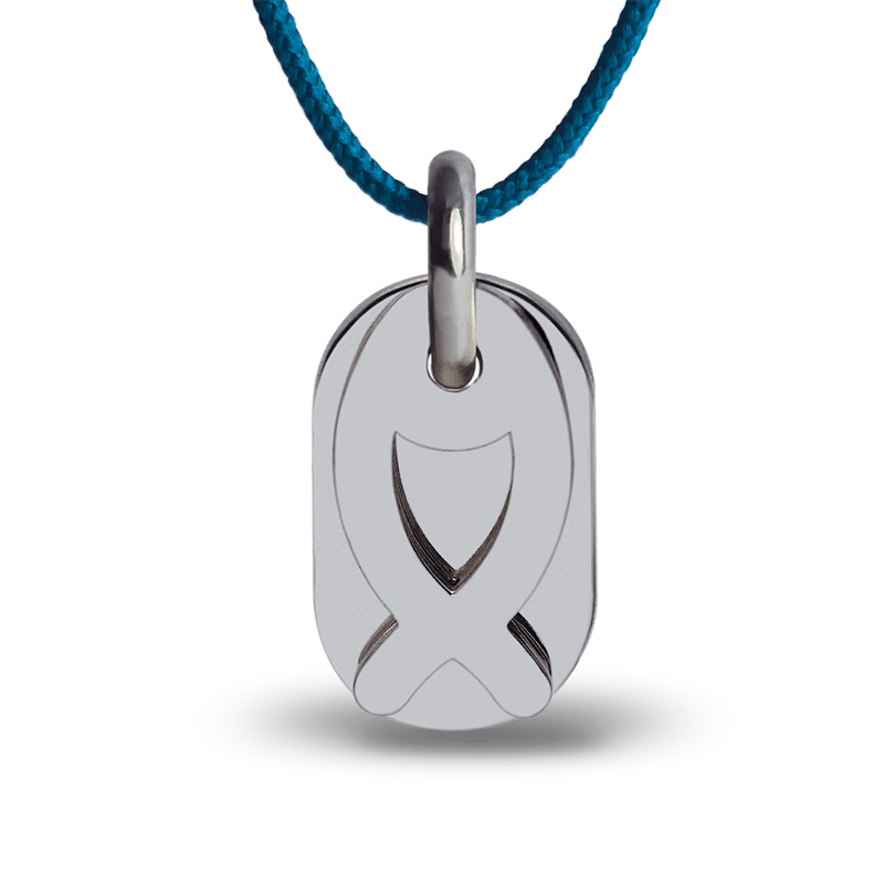 Pendentif ICHTHYS argent sur cordon de la collection de bijoux pour enfants MIKADO.