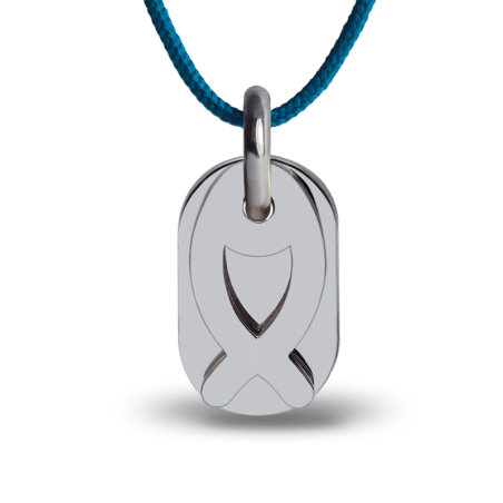 Pendentif ICHTHYS argent sur cordon de la collection de bijoux pour enfants MIKADO.