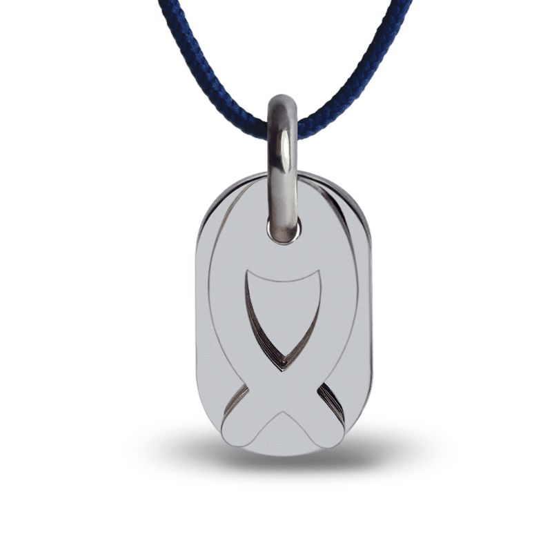 Pendentif ICHTHYS or blanc sur cordon de la collection de bijoux pour enfants MIKADO.