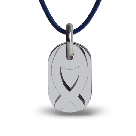 Pendentif ICHTHYS or blanc sur cordon de la collection de bijoux pour enfants MIKADO.