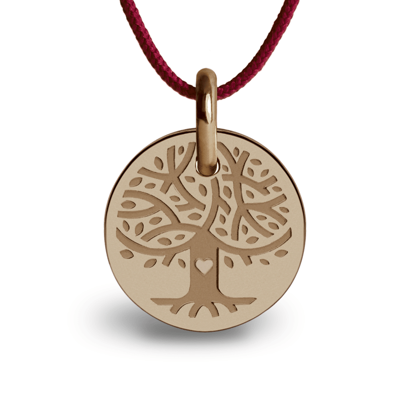 Médaille de baptême LOVETREE or rose sur cordon de la collection de bijoux pour enfants MIKADO.