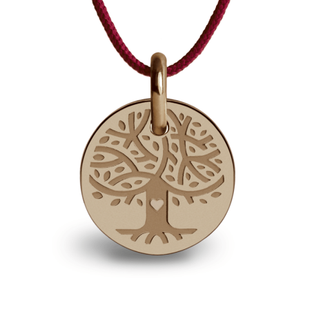 Médaille de baptême LOVETREE or rose sur cordon de la collection de bijoux pour enfants MIKADO.