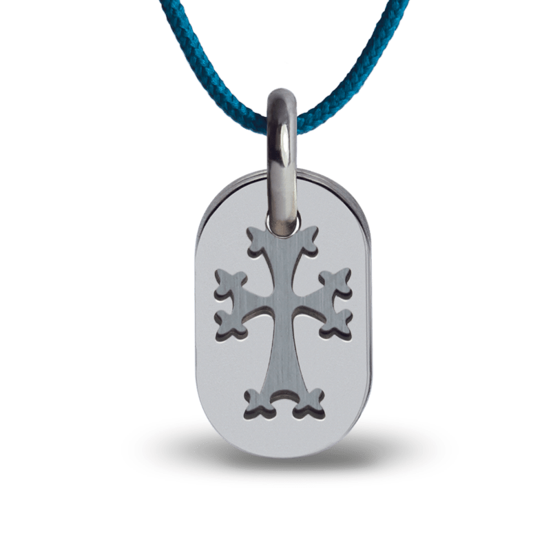 Pendentif de baptême ARMENIA en argent sur cordon de la collection de bijoux pour enfants MIKADO.