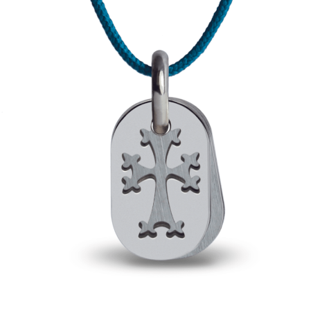 Pendentif de baptême ARMENIA en argent sur cordon de la collection de bijoux pour enfants MIKADO.