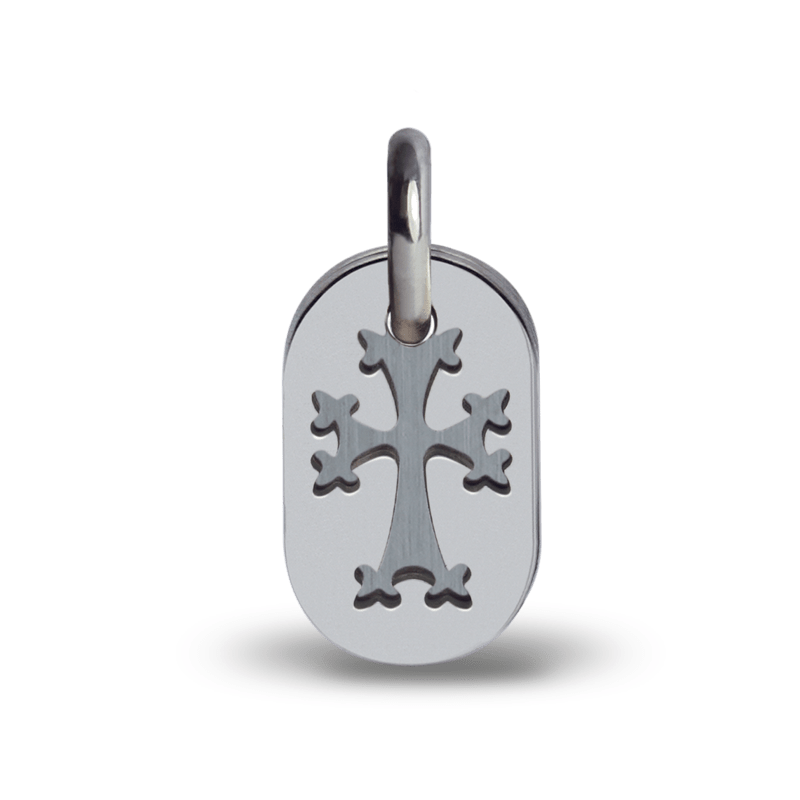 Pendentif de baptême KHACHKAR or blanc de la collection de bijoux pour enfants MIKADO.